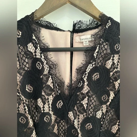 Francesca’s Black Lace Long Sleeve Romper - Size XS - Picture 3 of 5